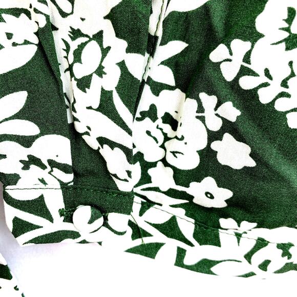 Fun 2 Fun Top Women Small Green Pleated V Neck Floral Print Long Sleeve - Picture 4 of 11